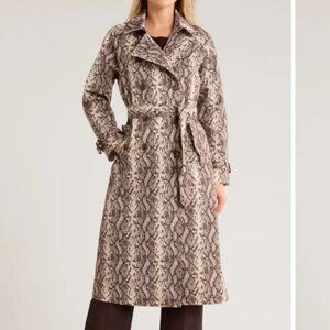 Rebecca Minkoff  Women’s  Animal  Trench Coat Belted Long Size Small New Snake